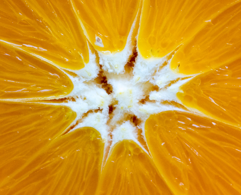 Das Innere einer Orangenscheibe