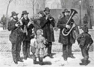 Deutsche Musiker spielen Volksmusik in New York 1876, Gemälde von John George Brown