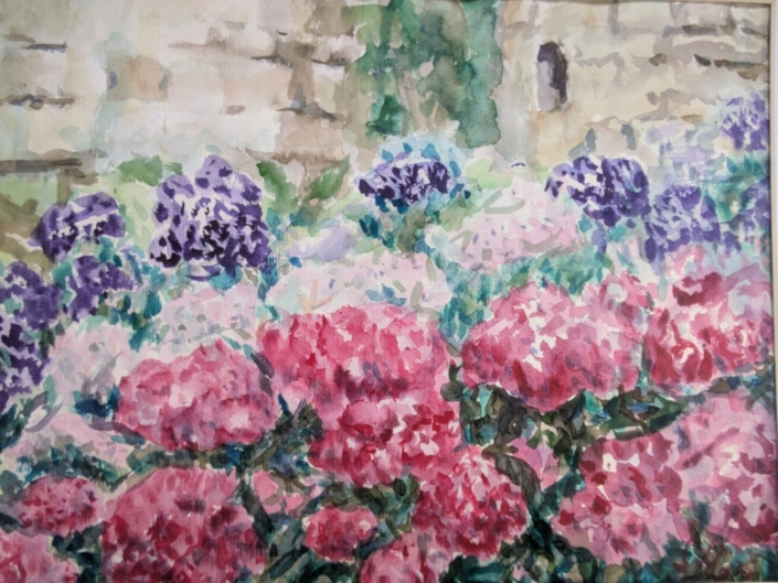 Farbspiel vor der Stadtmauer, Aquarell von Silvia Mehl, 40 cm x 50 cm, 120€ o.R., 140€ m.R.