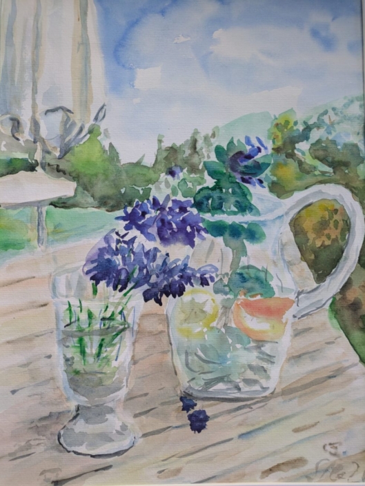 Sommertag, Aquarell von Silvia Mehl, 40 cm x 50 cm, 120€ o.R., 140€ m.R.